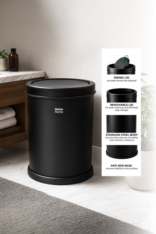Black SS Swing Bin 10L