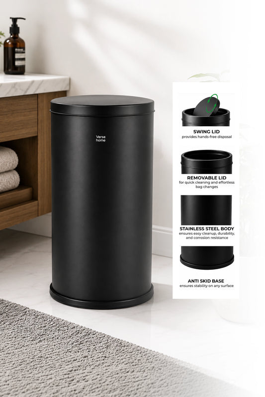 Black SS Swing Bin 50L