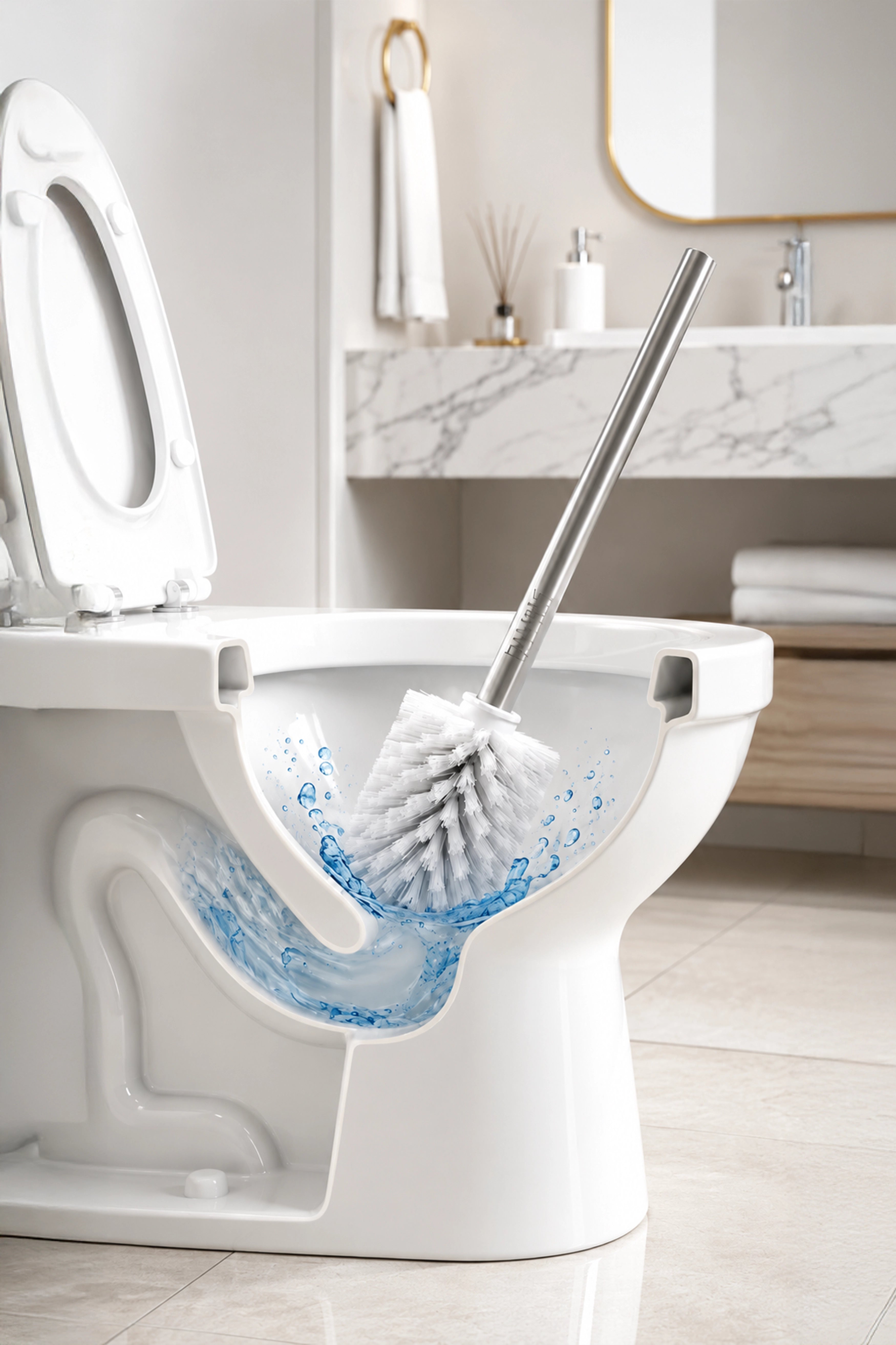Stainless Steel Toilet Brush with Container