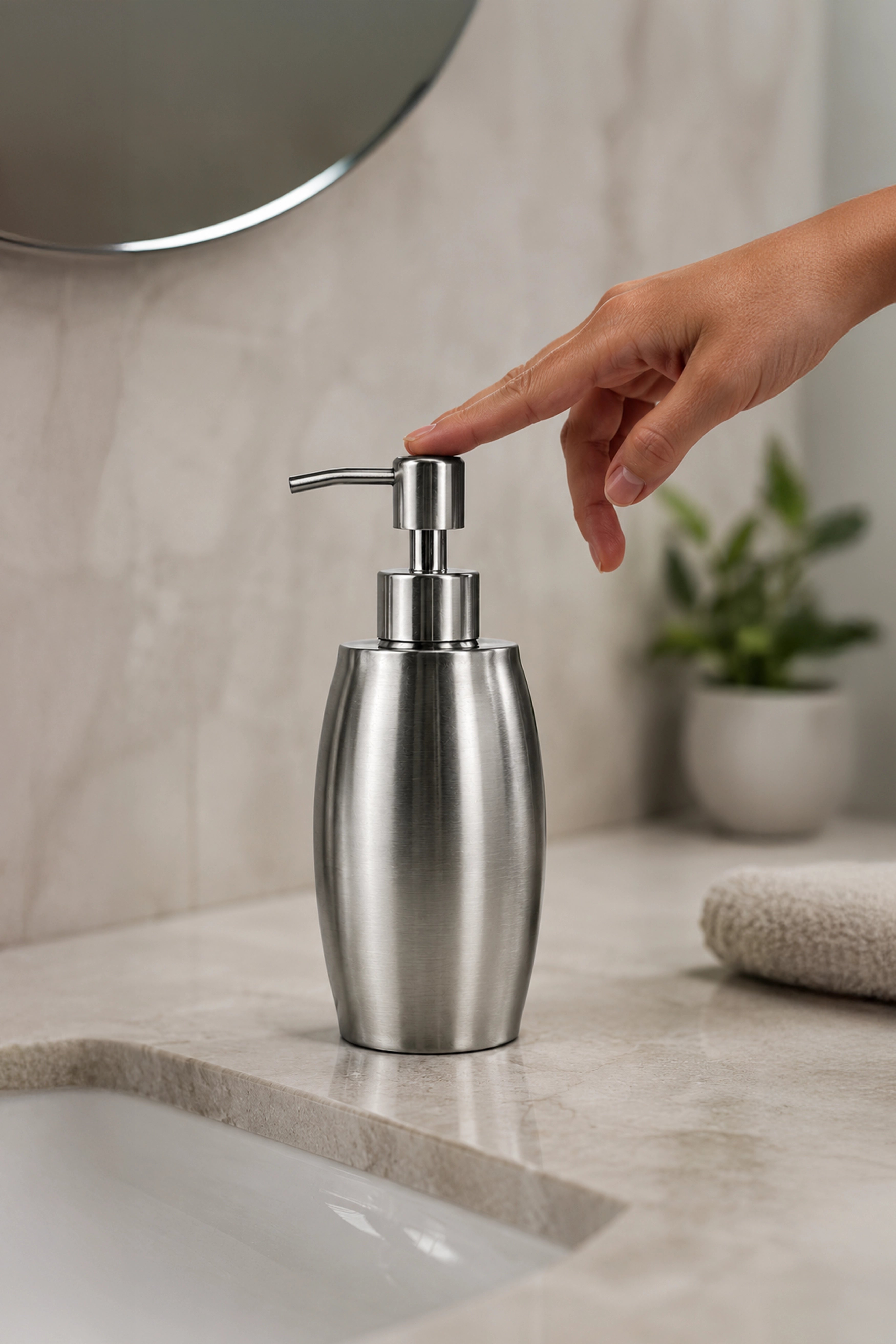Stainless steel soap dispenser