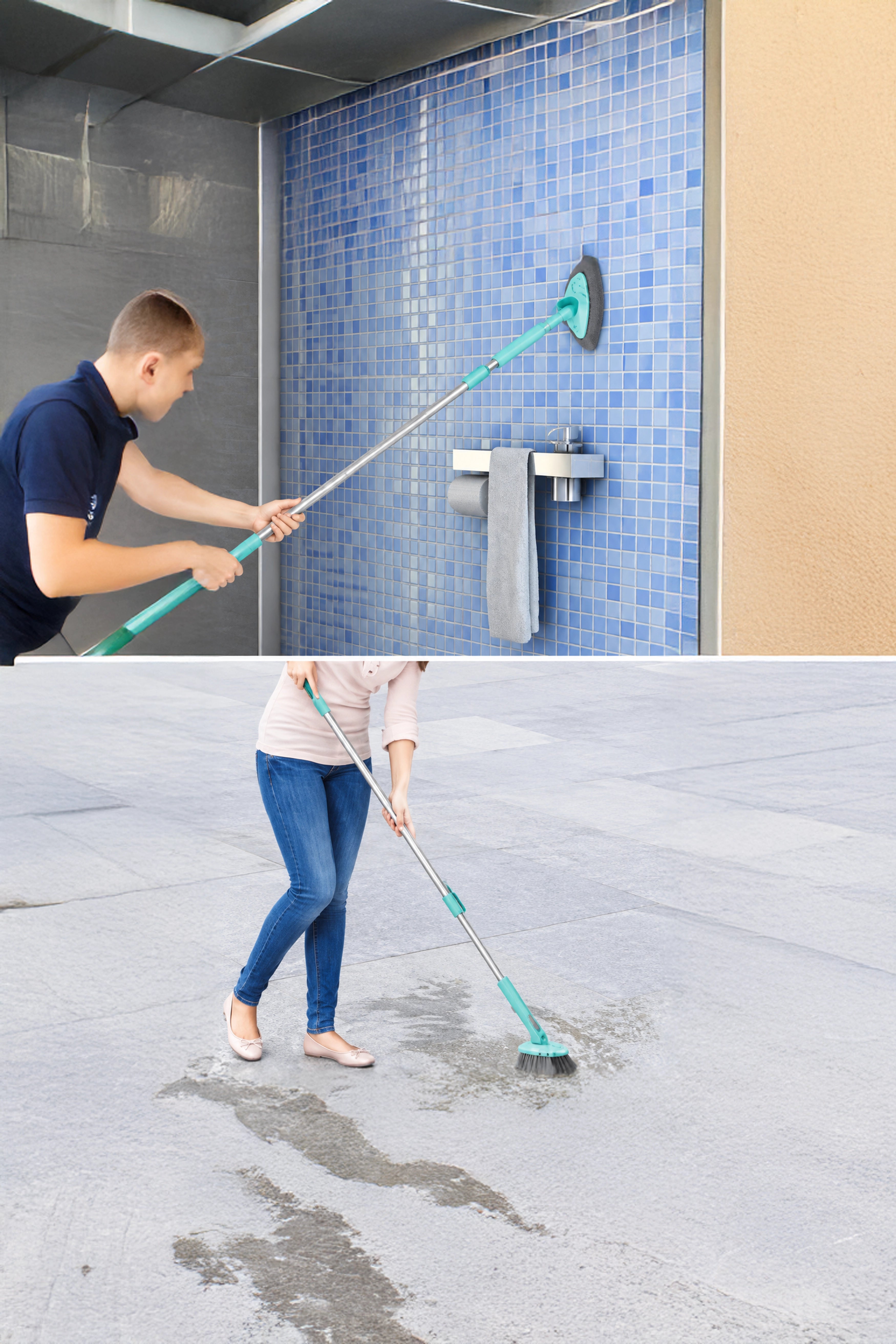Comfort Combi Scrub Brush with Extendable Handle